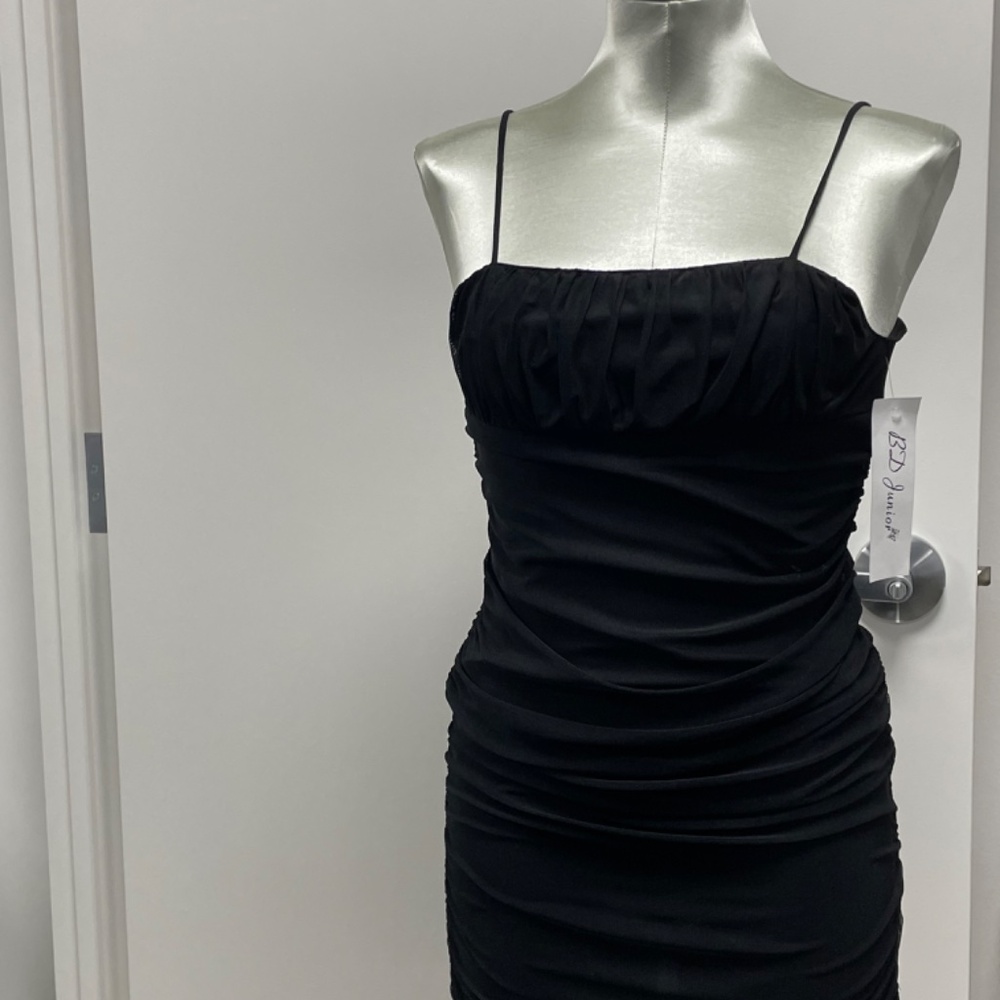NWT BD Junior Black Ruched Party Dress 379M Size 3